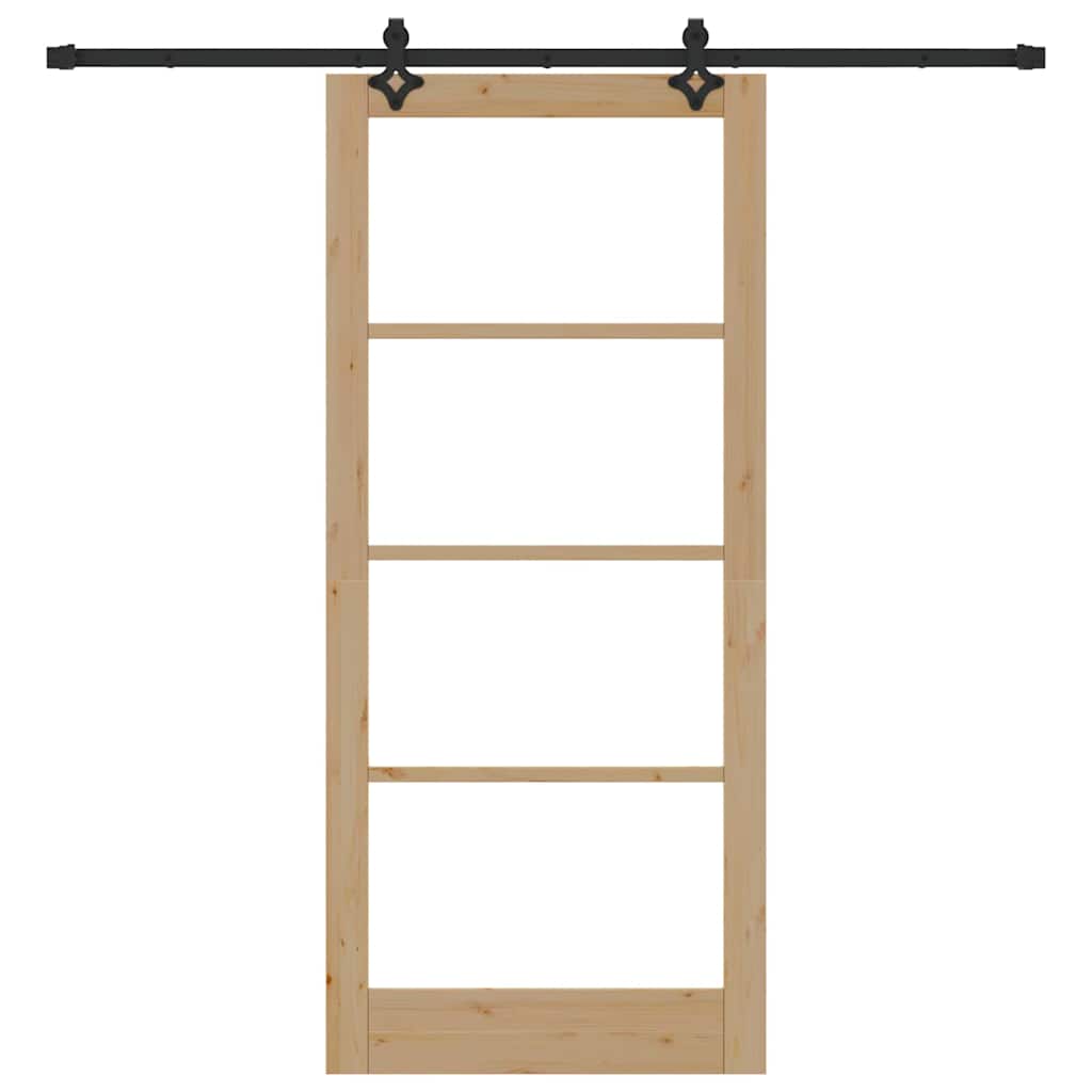 Schiebetür Natur 93 x 211 cm Solid Pine Wood and Glass