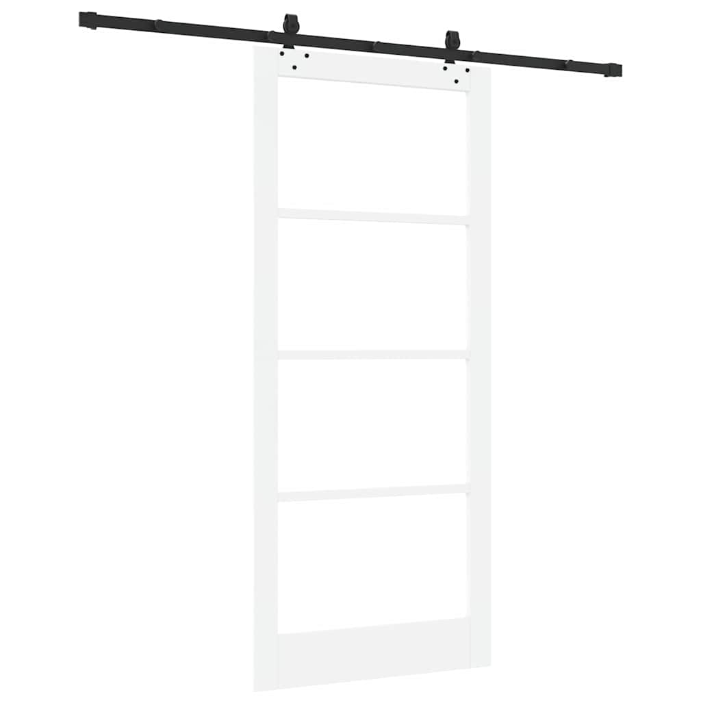 Schiebetür Weiß 93 x 211 cm Solid Pine Wood and Glass