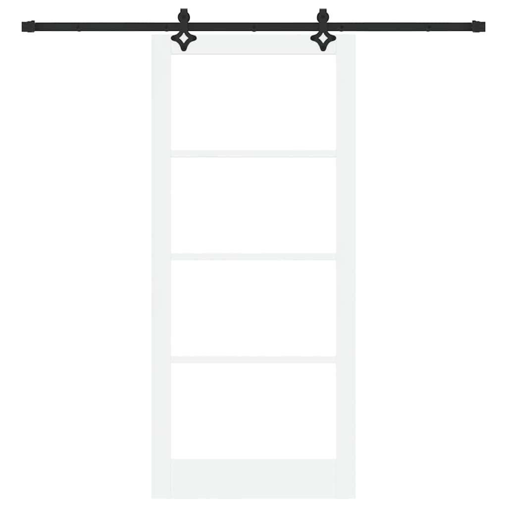 Schiebetür Weiß 93 x 211 cm Solid Pine Wood and Glass