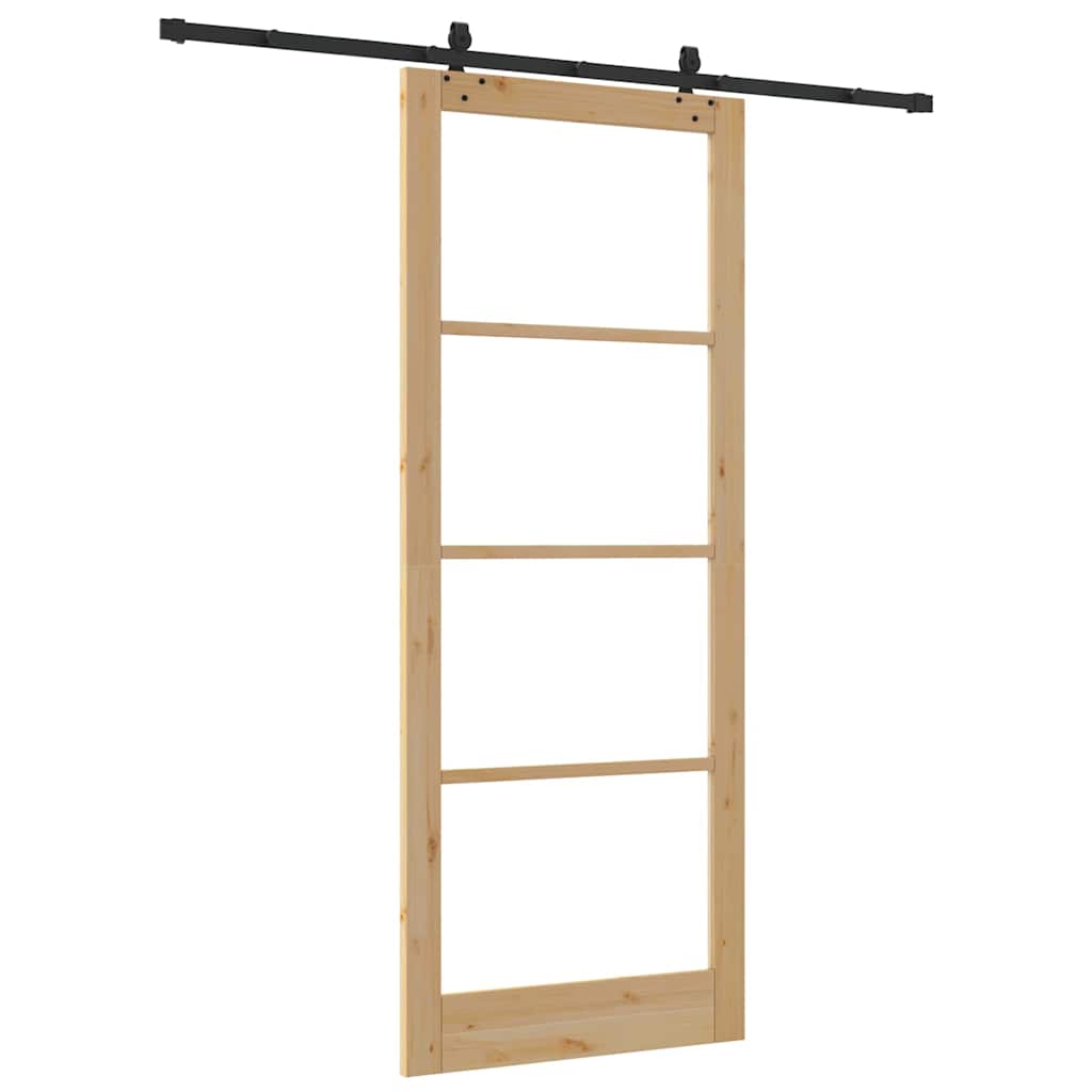 Schiebetür Natur 93 x 232 cm Solid Pine Wood and Glass
