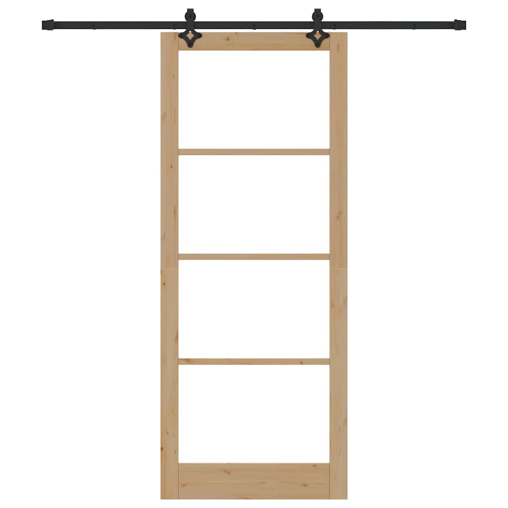 Schiebetür Natur 93 x 232 cm Solid Pine Wood and Glass