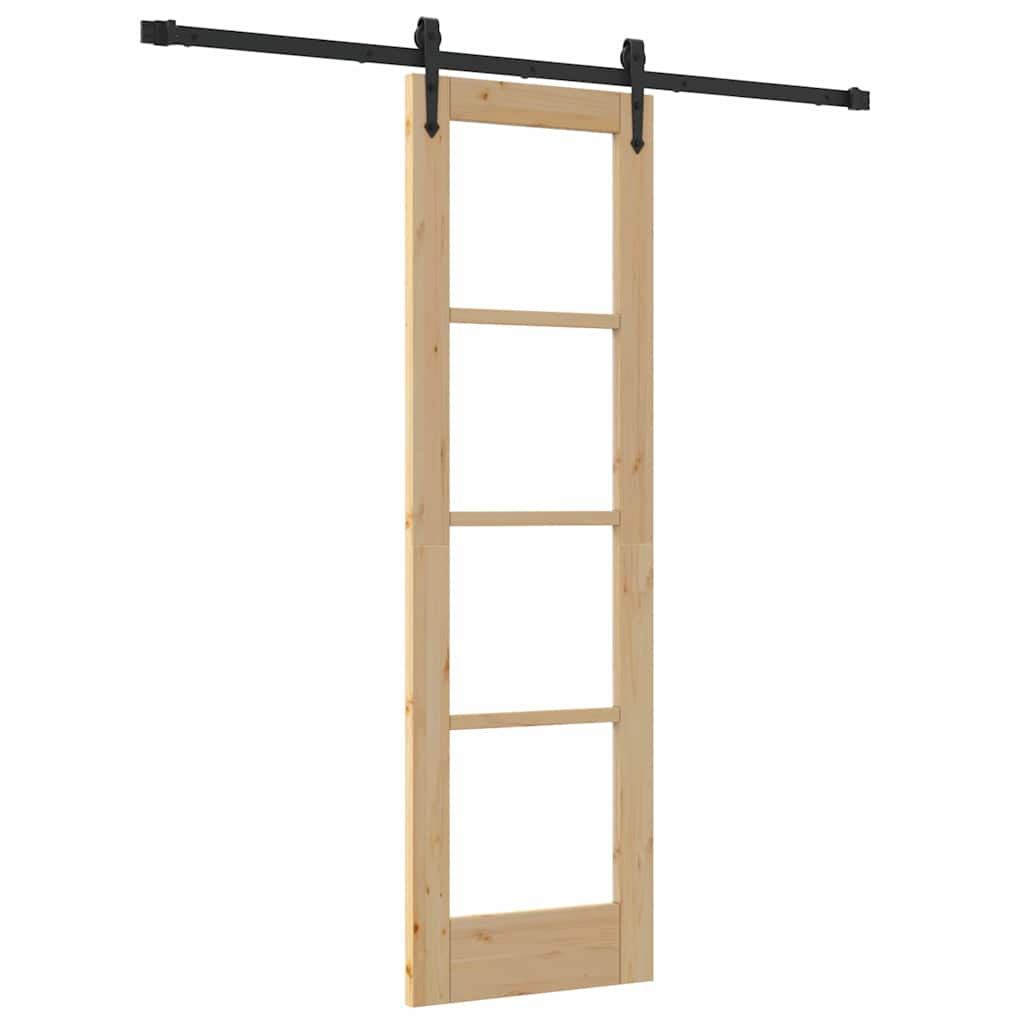 Schiebetür Natur 61 x 198,5 cm Solid Pine Wood and Glass