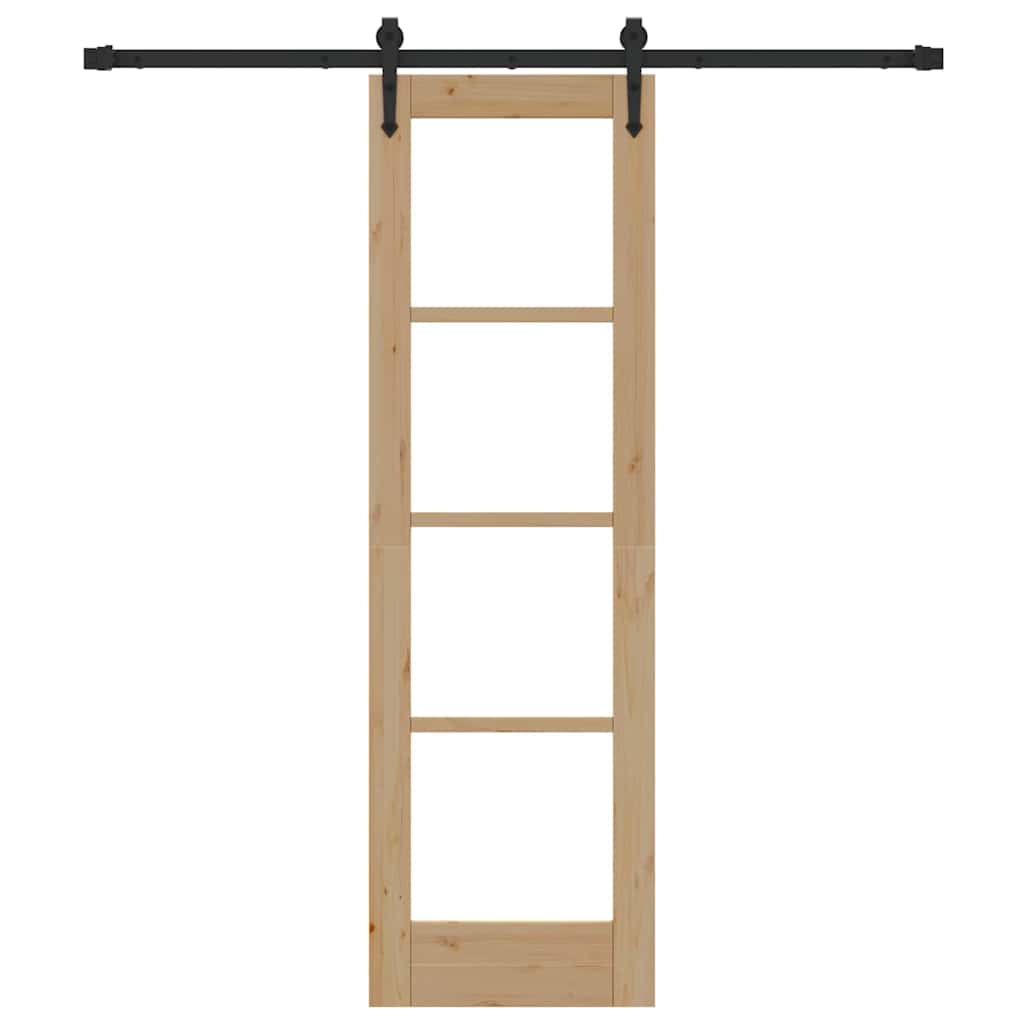 Schiebetür Natur 61 x 198,5 cm Solid Pine Wood and Glass