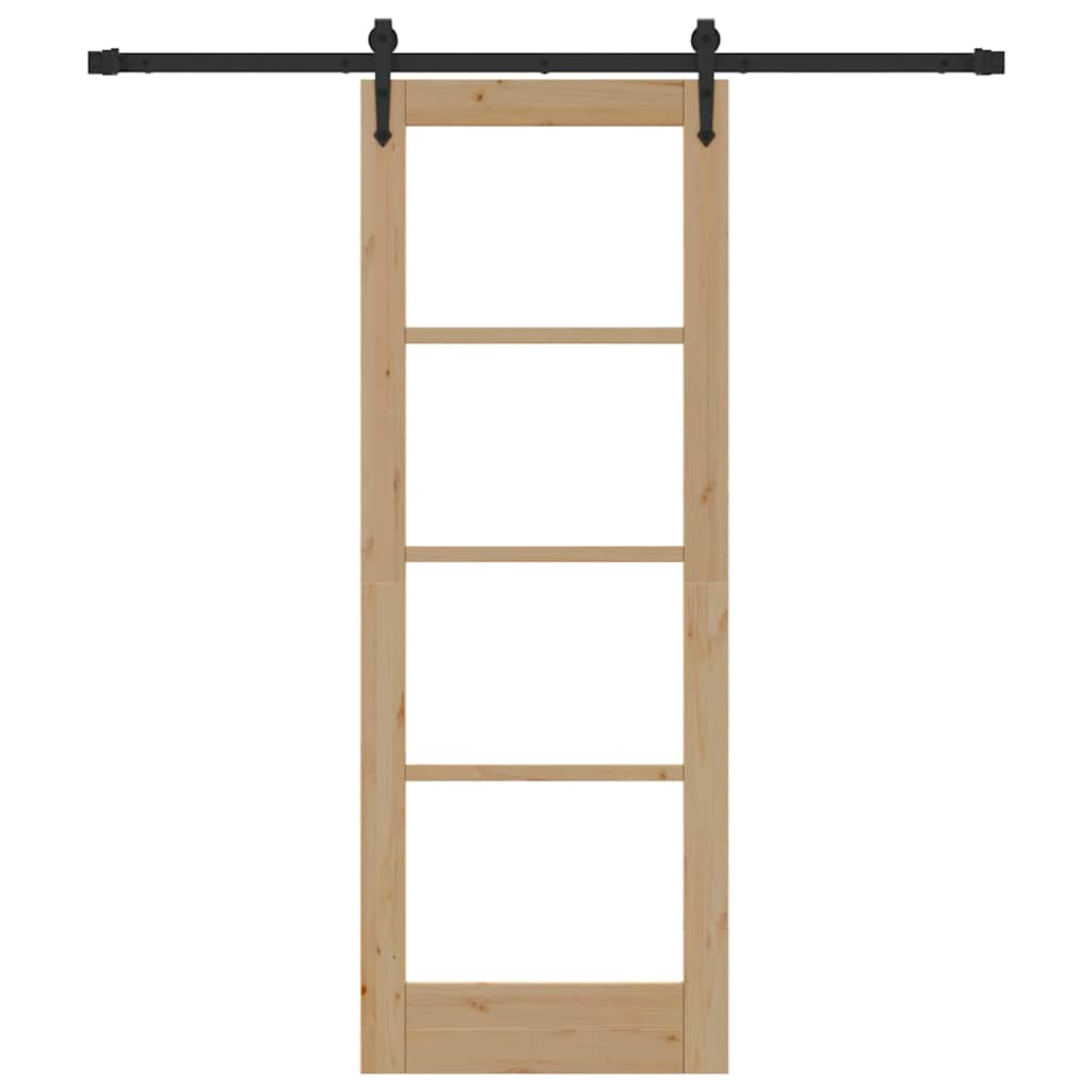 Schiebetür Natur 73,5 x 198,5 cm Solid Pine Wood and Glass