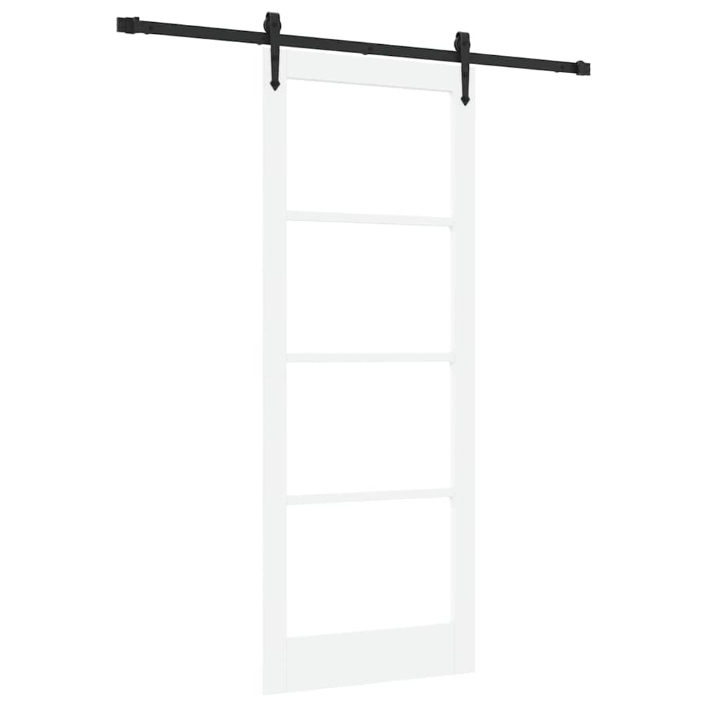 Schiebetür Weiß 83 x 211 cm Solid Pine Wood and Glass