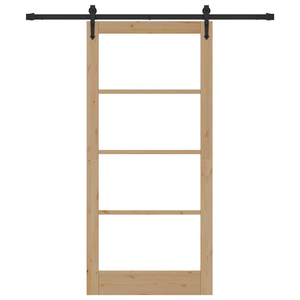 Schiebetür Natur 93 x 202 cm Solid Pine Wood and Glass