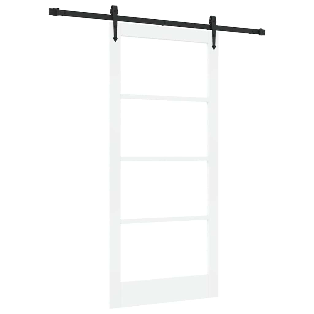 Schiebetür Weiß 93 x 202 cm Solid Pine Wood and Glass