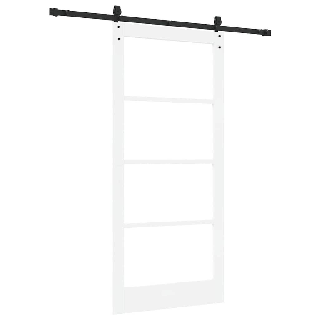 Schiebetür Weiß 93 x 202 cm Solid Pine Wood and Glass