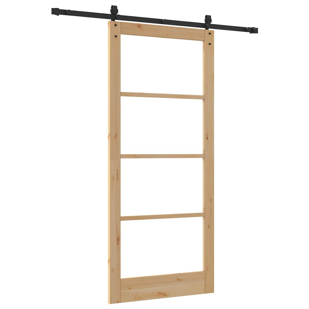 Schiebetür Natur 93 x 211 cm Solid Pine Wood and Glass