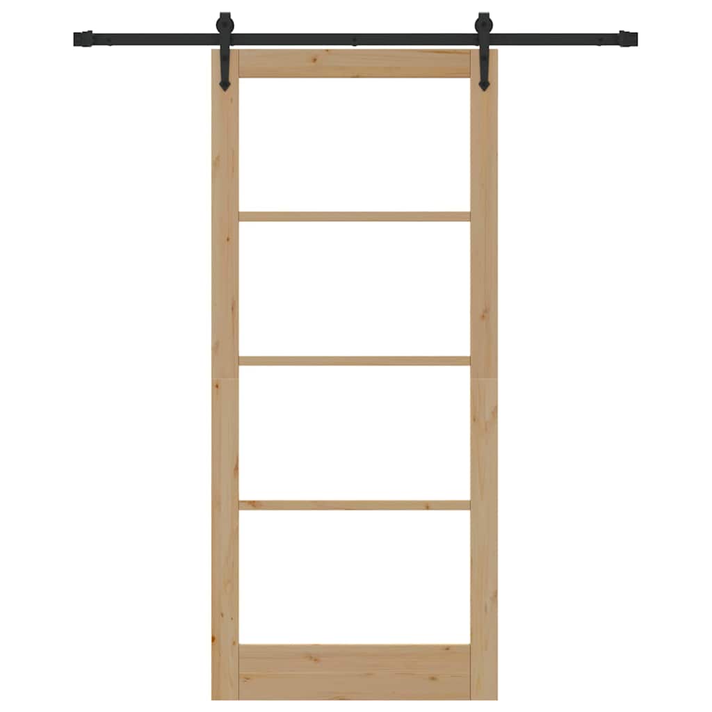 Schiebetür Natur 93 x 211 cm Solid Pine Wood and Glass