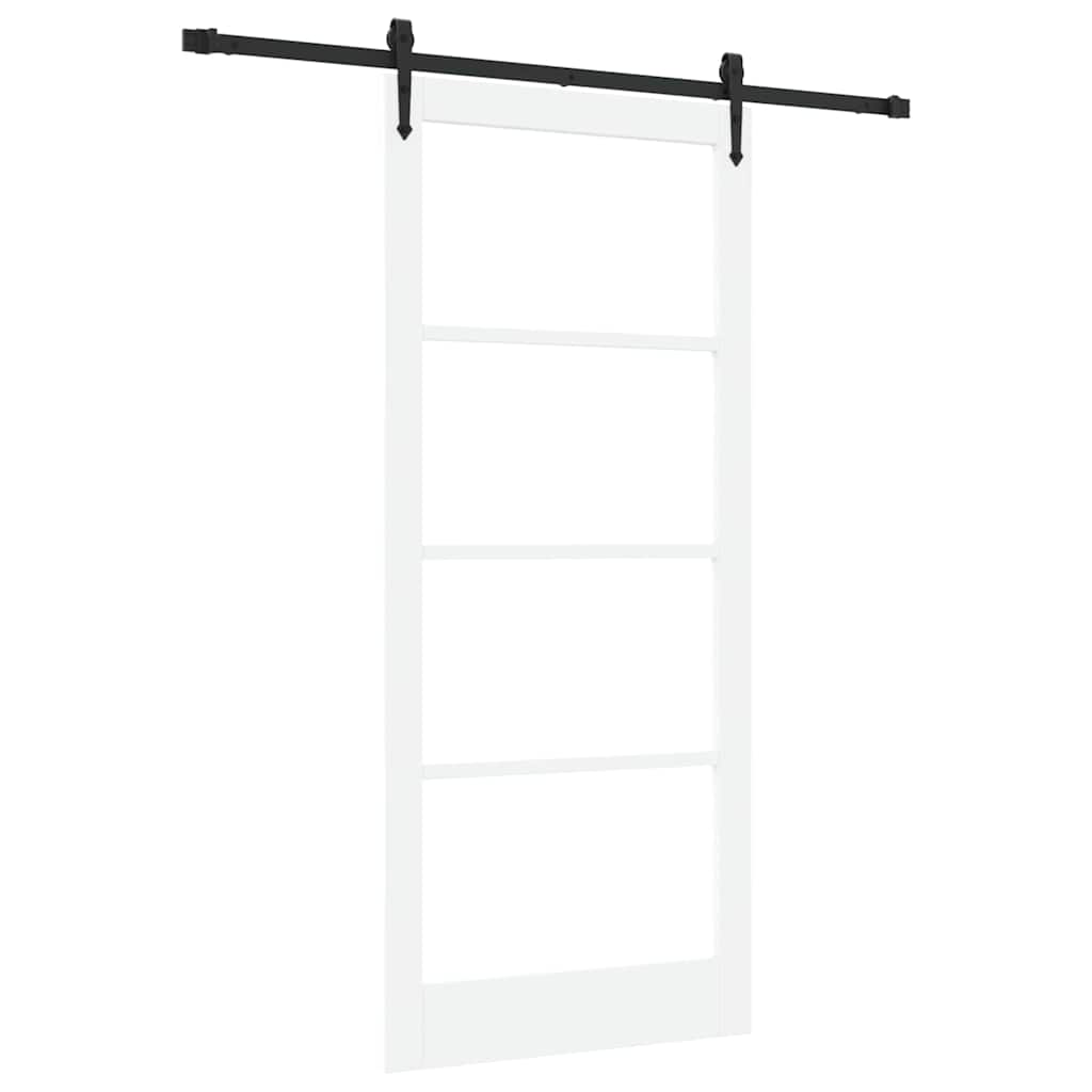 Schiebetür Weiß 93 x 211 cm Solid Pine Wood and Glass
