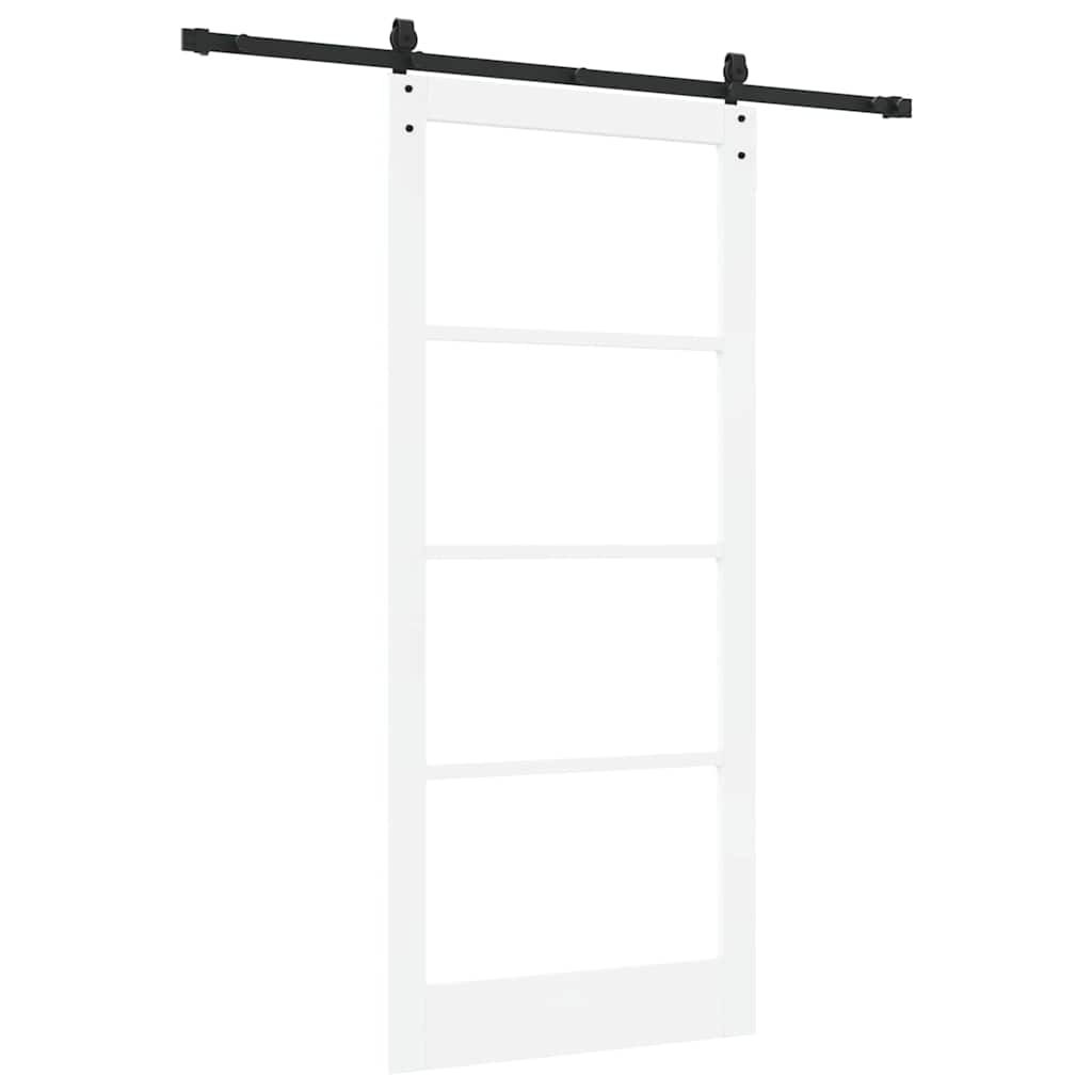 Schiebetür Weiß 93 x 211 cm Solid Pine Wood and Glass