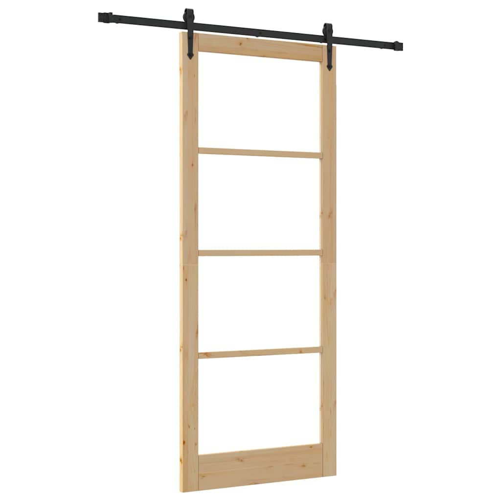 Schiebetür Natur 93 x 232 cm Solid Pine Wood and Glass