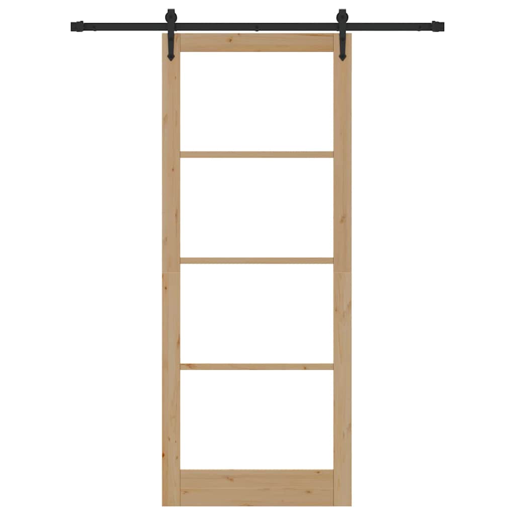 Schiebetür Natur 93 x 232 cm Solid Pine Wood and Glass