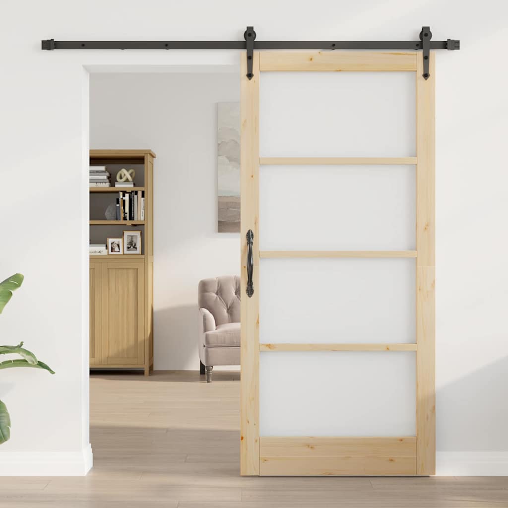 Schiebetür Natürlich und Schwarz 93 x 202 cm