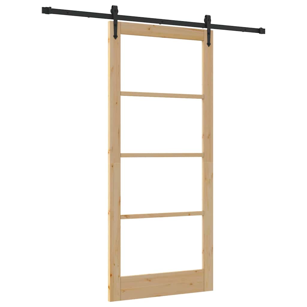 Schiebetür Natürlich und Schwarz 93 x 211 cm