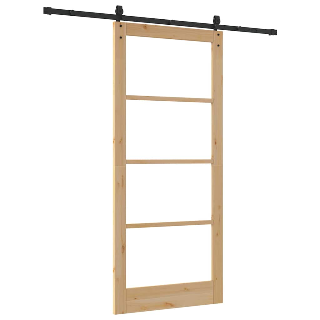 Schiebetür Natürlich und Schwarz 93 x 211 cm