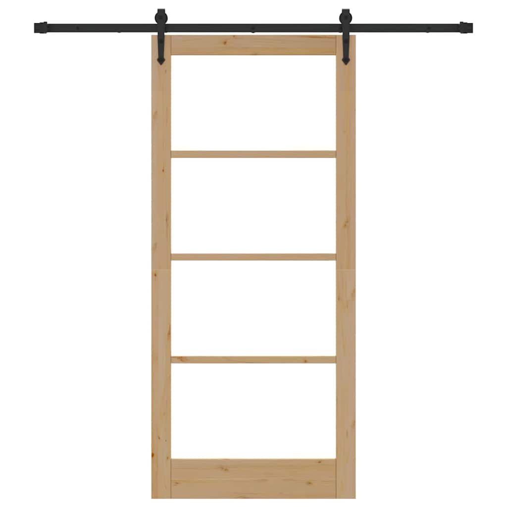 Schiebetür Natürlich und Schwarz 93 x 211 cm