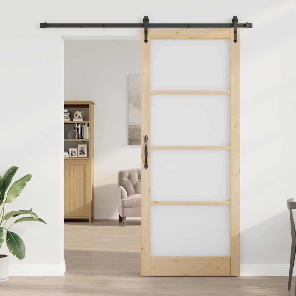 Schiebetür Natürlich und Schwarz 93 x 232 cm