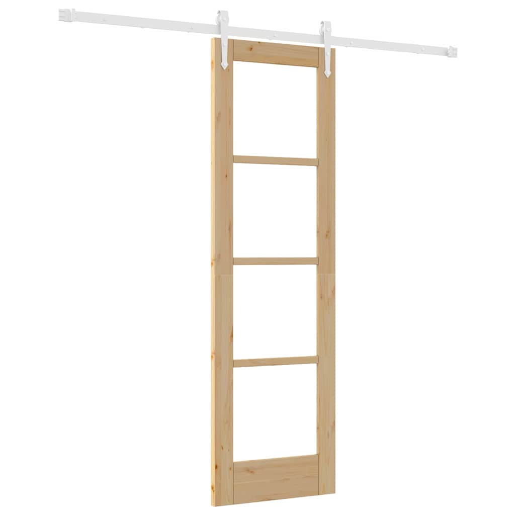 Schiebetür Natur 61 x 198,5 cm Solid Pine Wood and Glass