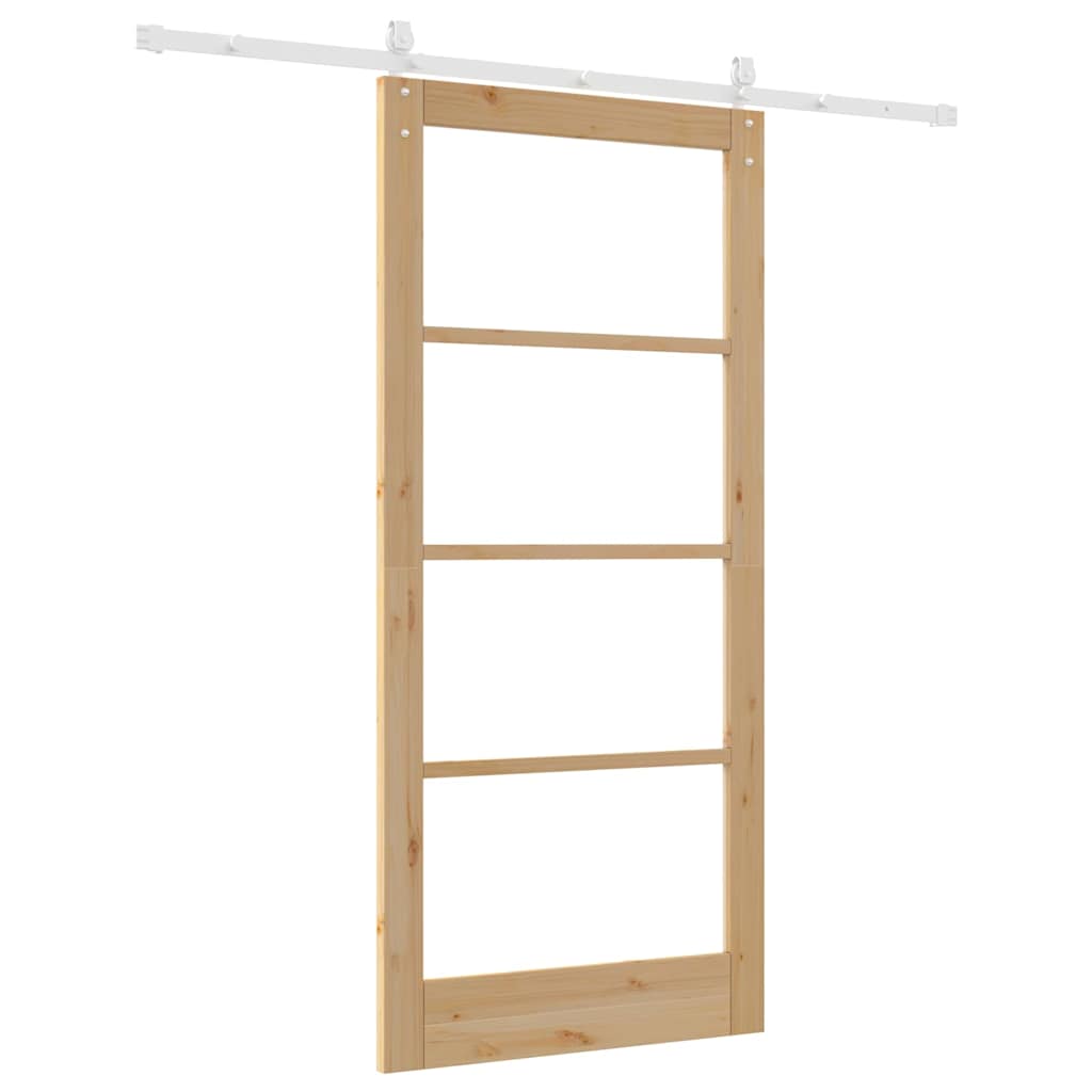 Schiebetür Natur 93 x 202 cm Solid Pine Wood and Glass