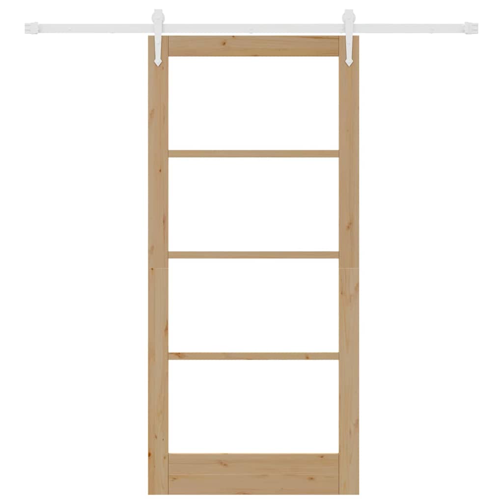 Schiebetür Natur 93 x 202 cm Solid Pine Wood and Glass