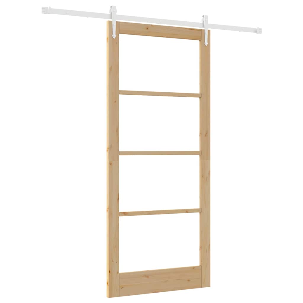 Schiebetür Natur 93 x 211 cm Solid Pine Wood and Glass