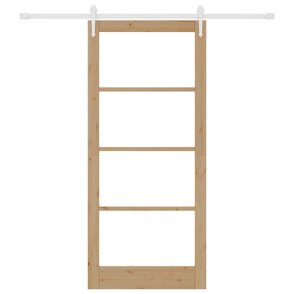 Schiebetür Natur 93 x 211 cm Solid Pine Wood and Glass