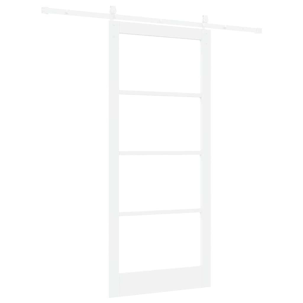 Schiebetür Weiß 93 x 211 cm Solid Pine Wood and Glass