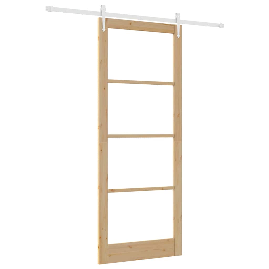Schiebetür Natur 93 x 232 cm Solid Pine Wood and Glass