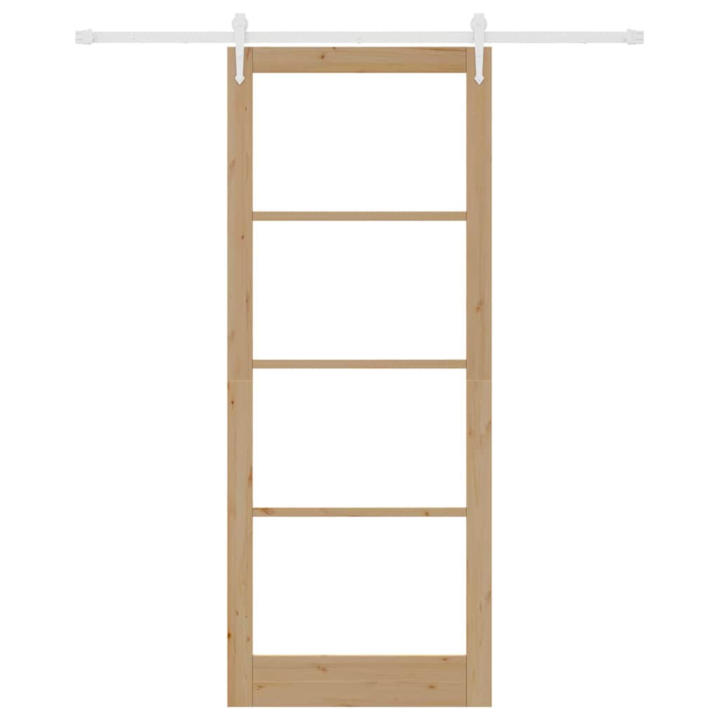 Schiebetür Natur 93 x 232 cm Solid Pine Wood and Glass