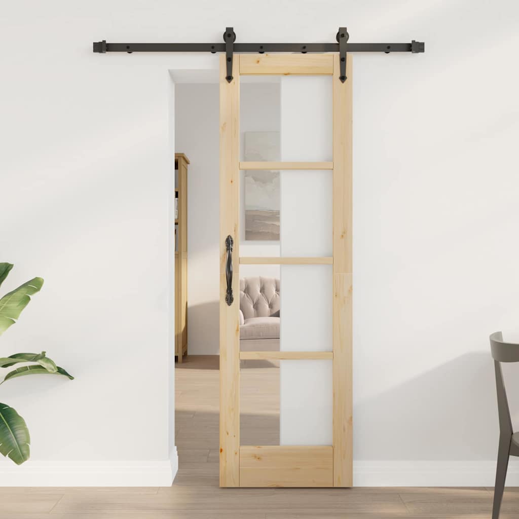 Schiebetür ORKDAL Natur 61 x 198,5 cm Solid Pine Wood and Glass