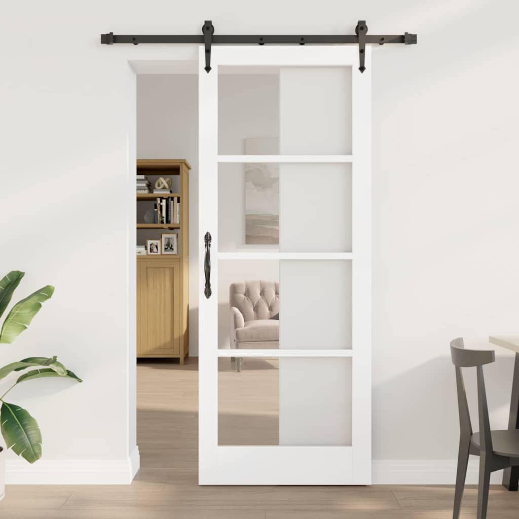 Schiebetür ORKDAL Weiß 83 x 211 cm Solid Pine Wood and Glass