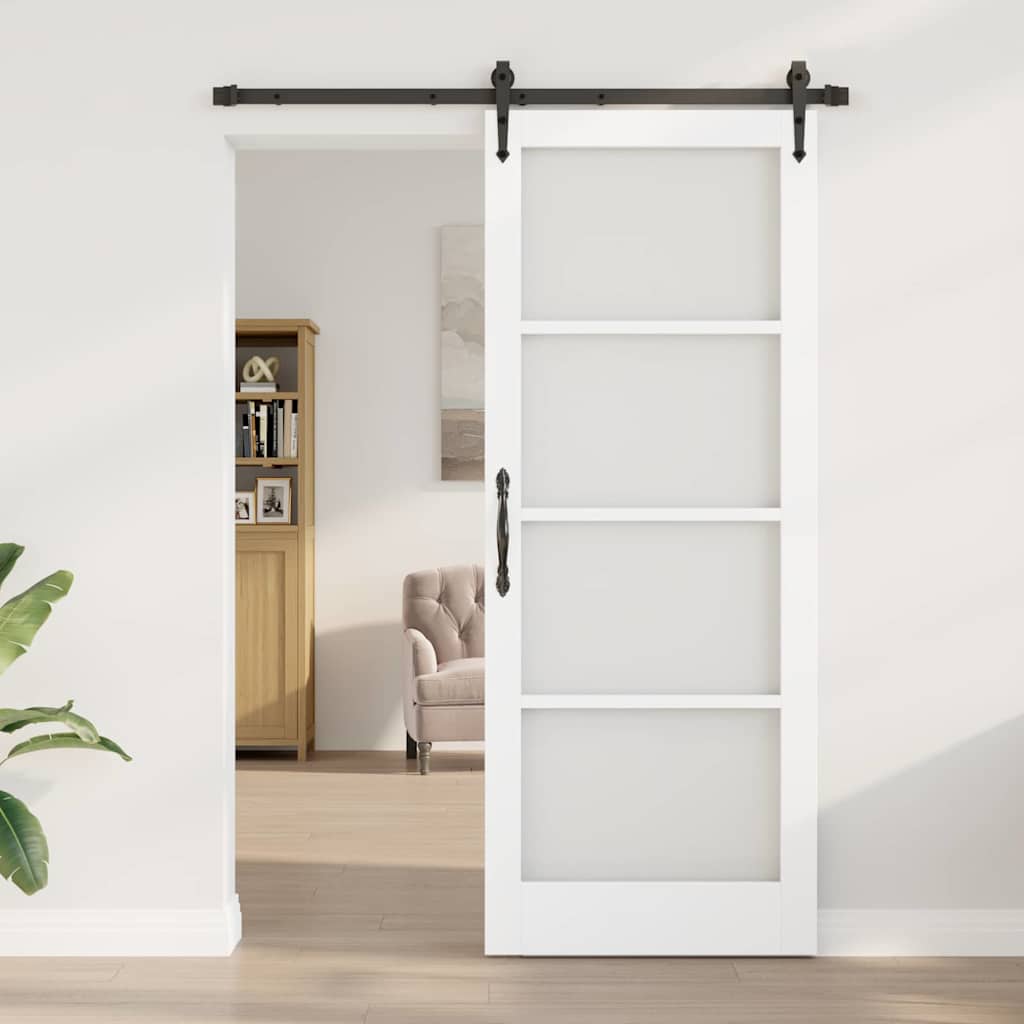Schiebetür ORKDAL Weiß 83 x 211 cm Solid Pine Wood and Glass