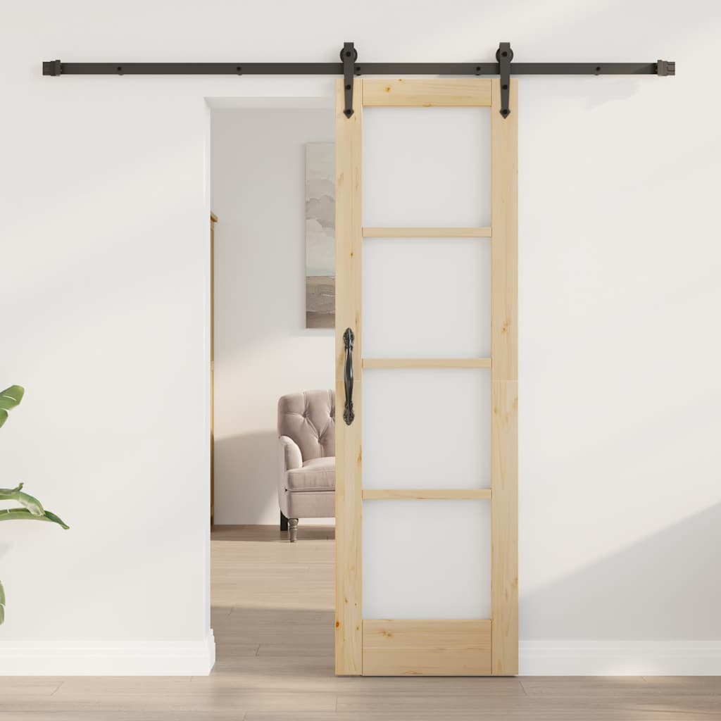 Schiebetür ORKDAL Natur 61 x 198,5 cm Solid Pine Wood and Glass