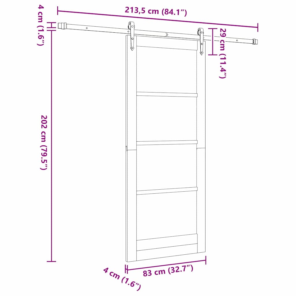 Schiebetür ORKDAL Weiß 83 x 202 cm Solid Pine Wood and Glass