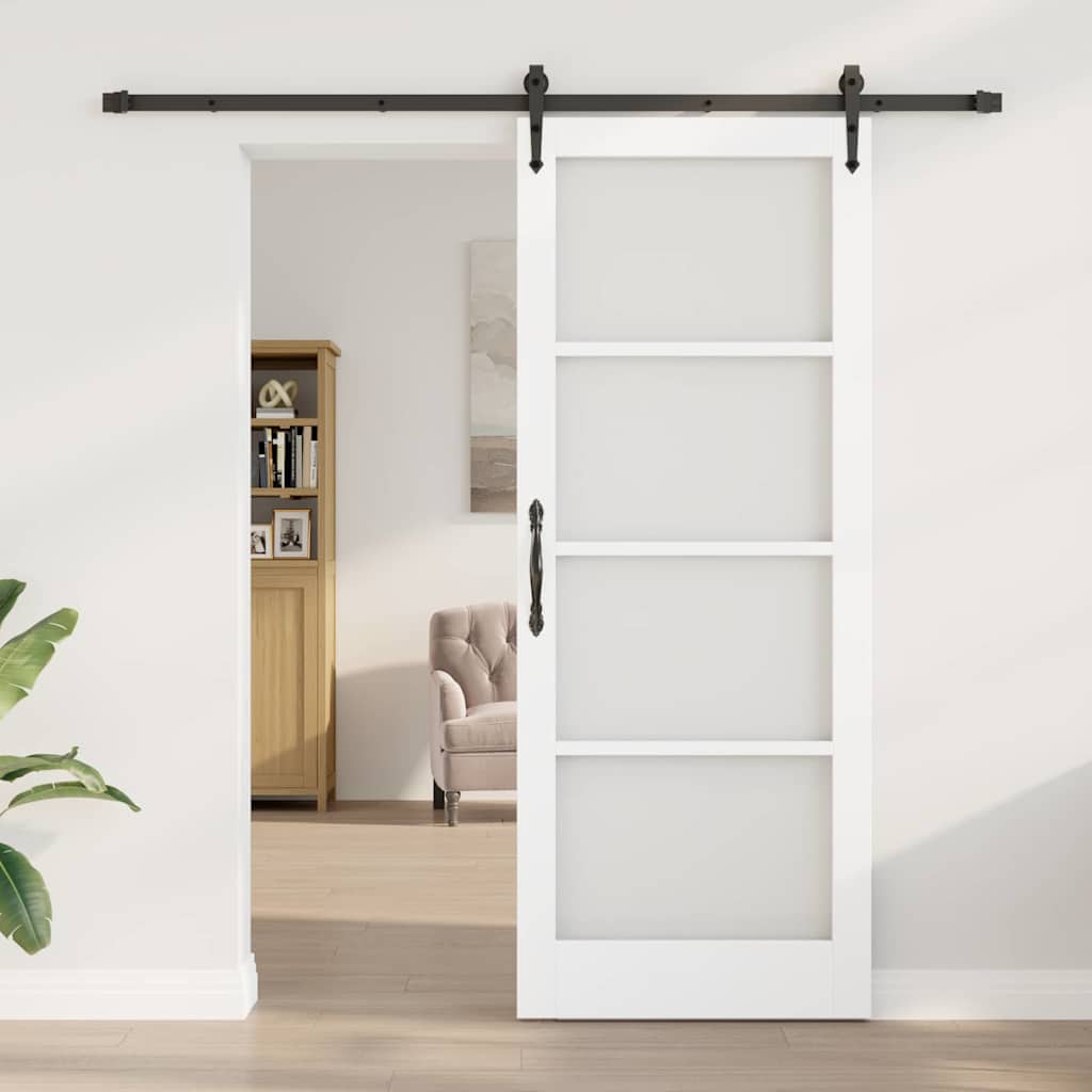 Schiebetür ORKDAL Weiß 83 x 211 cm Solid Pine Wood and Glass