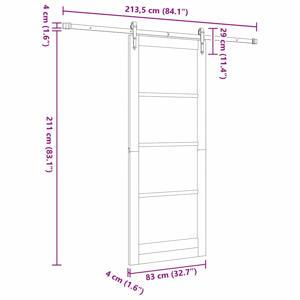 Schiebetür ORKDAL Weiß 83 x 211 cm Solid Pine Wood and Glass