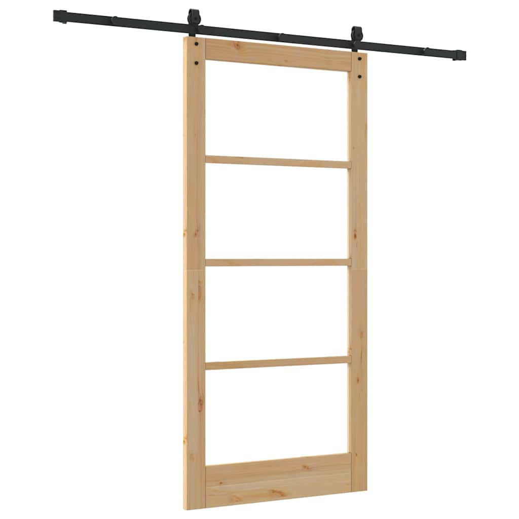 Schiebetür ORKDAL Natur 93 x 202 cm Solid Pine Wood and Glass