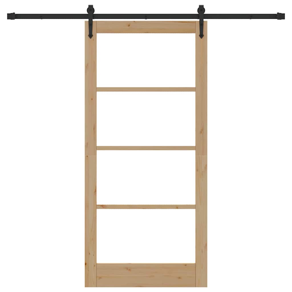 Schiebetür ORKDAL Natur 93 x 202 cm Solid Pine Wood and Glass