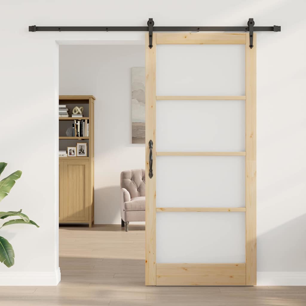Schiebetür ORKDAL Natur 93 x 211 cm Solid Pine Wood and Glass