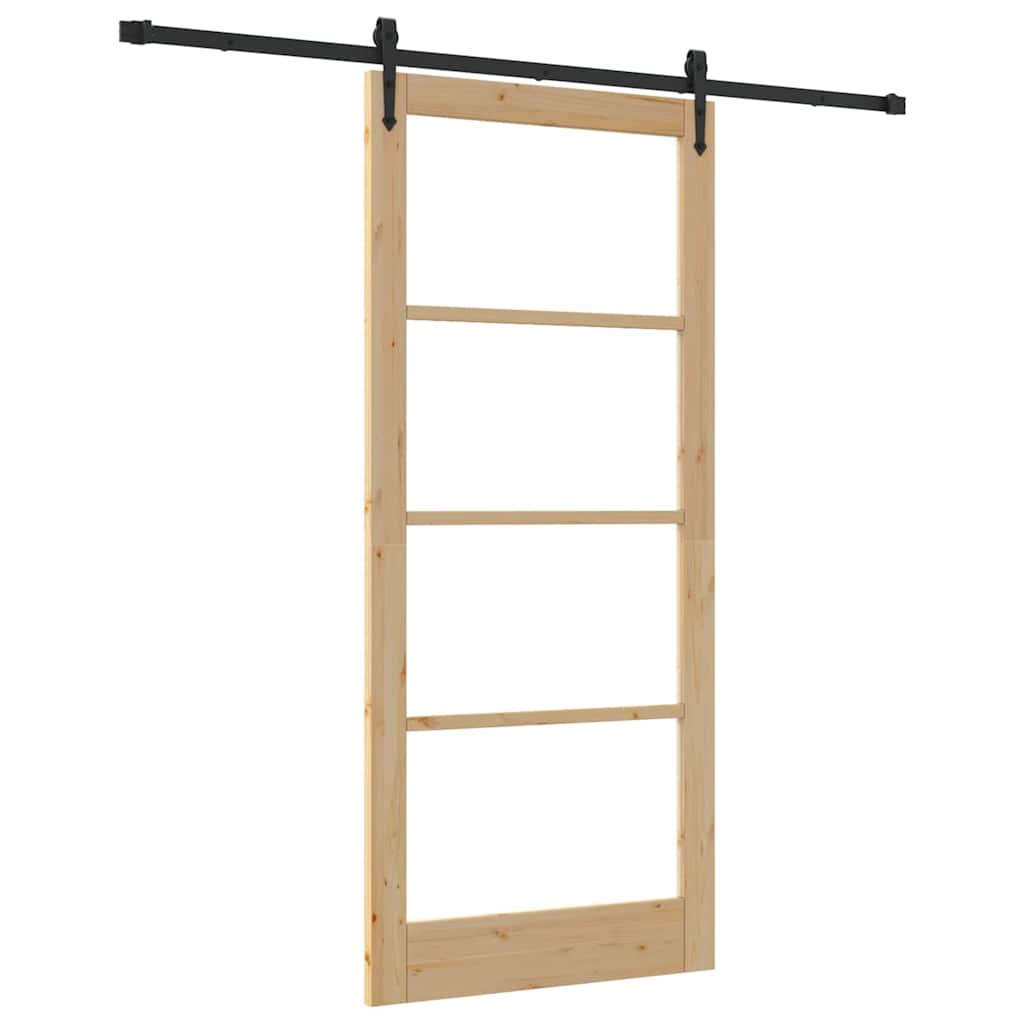 Schiebetür ORKDAL Natur 93 x 211 cm Solid Pine Wood and Glass
