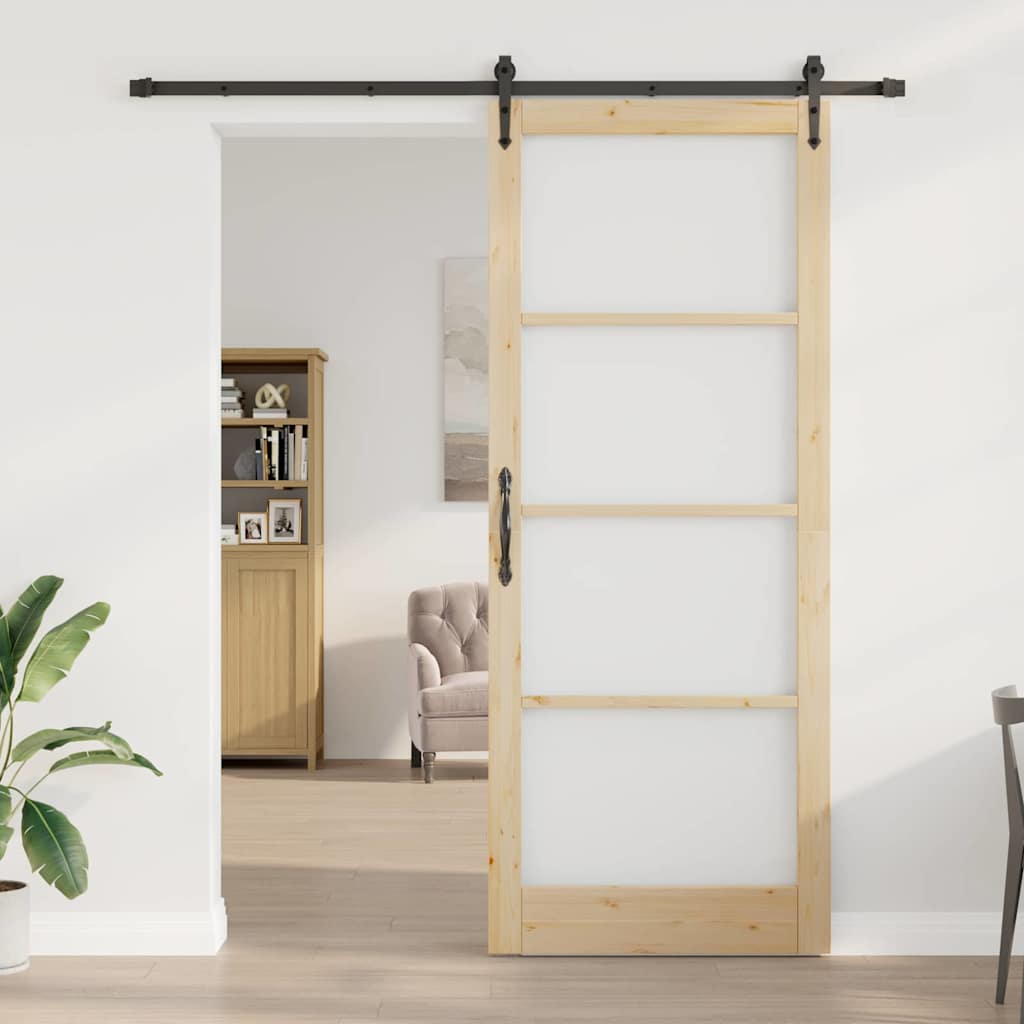 Schiebetür ORKDAL Natur 93 x 232 cm Solid Pine Wood and Glass