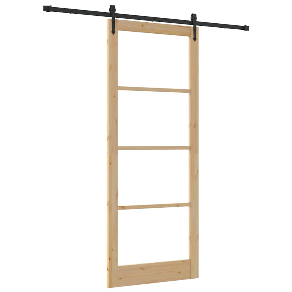 Schiebetür ORKDAL Natur 93 x 232 cm Solid Pine Wood and Glass