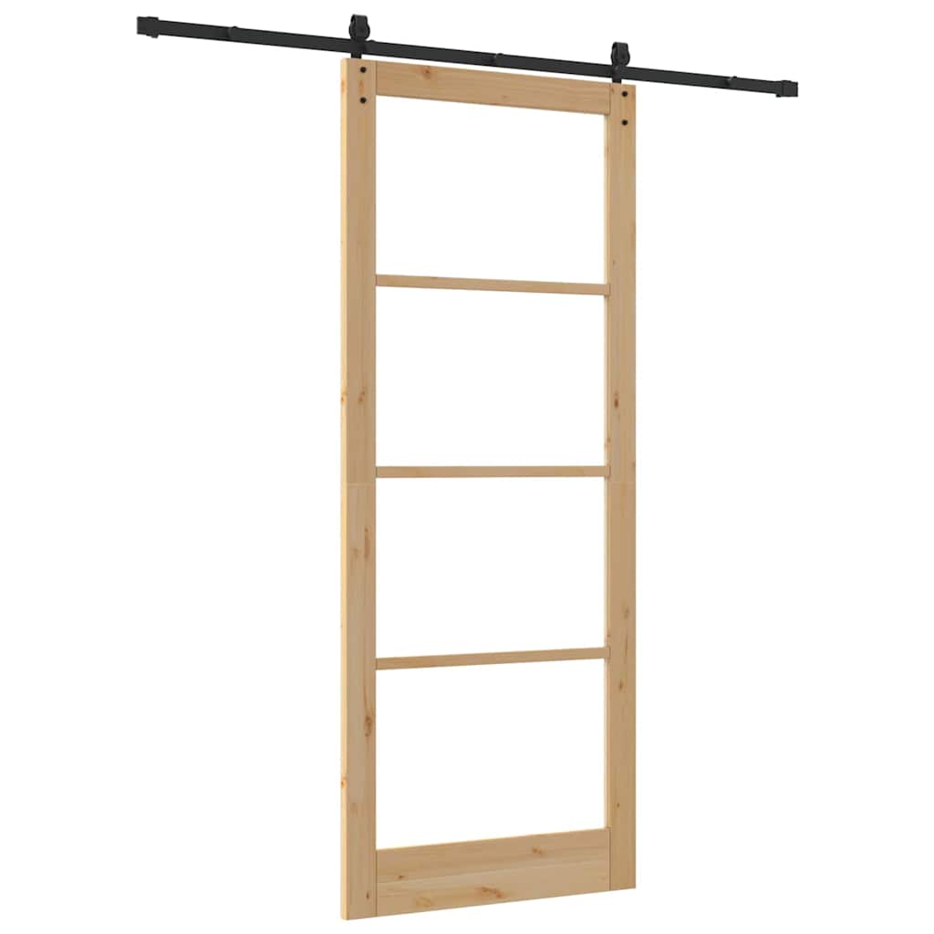 Schiebetür ORKDAL Natur 93 x 232 cm Solid Pine Wood and Glass