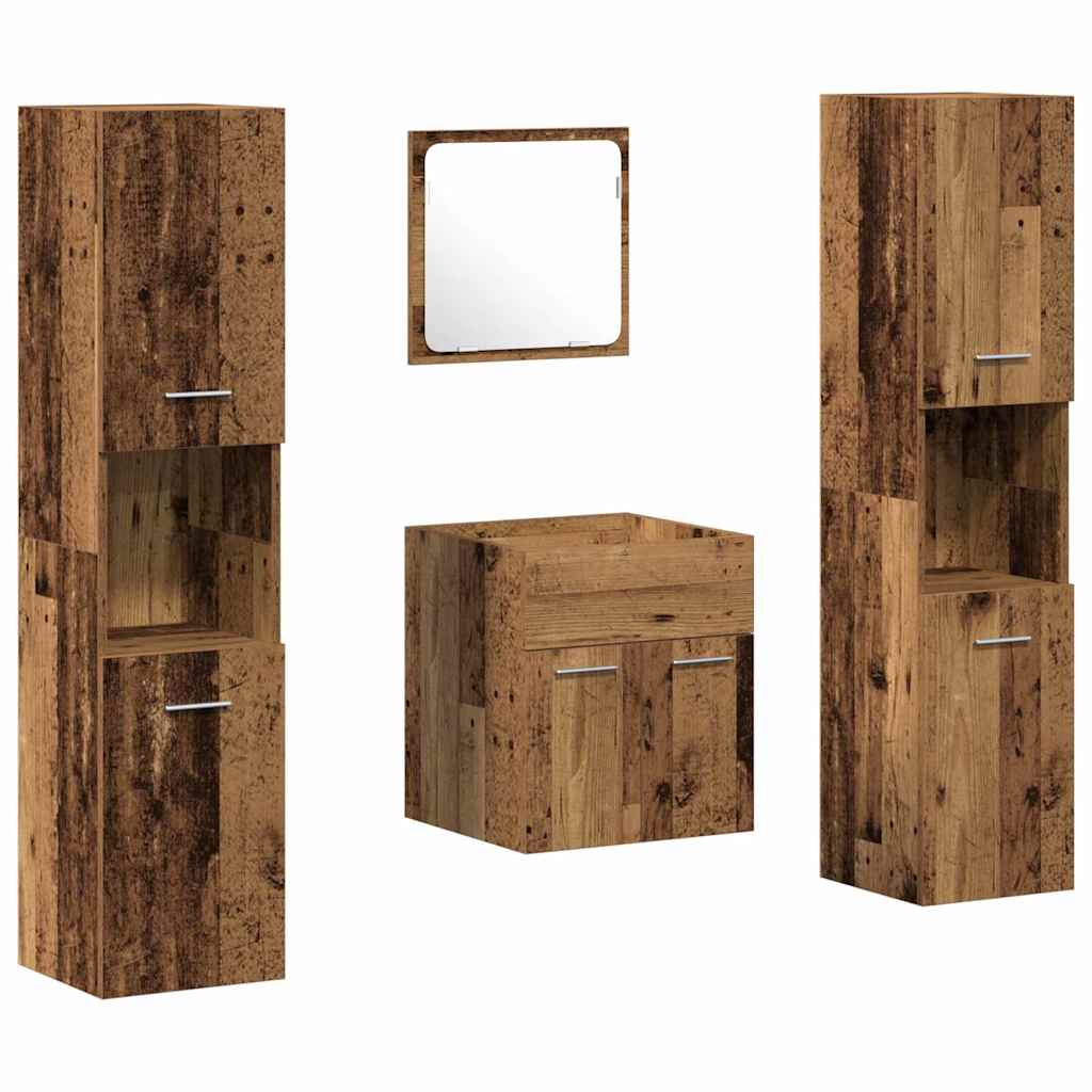 Badezimmermöbel-Set 4 stk. Altholz 41 x 38,5 x 46 cm