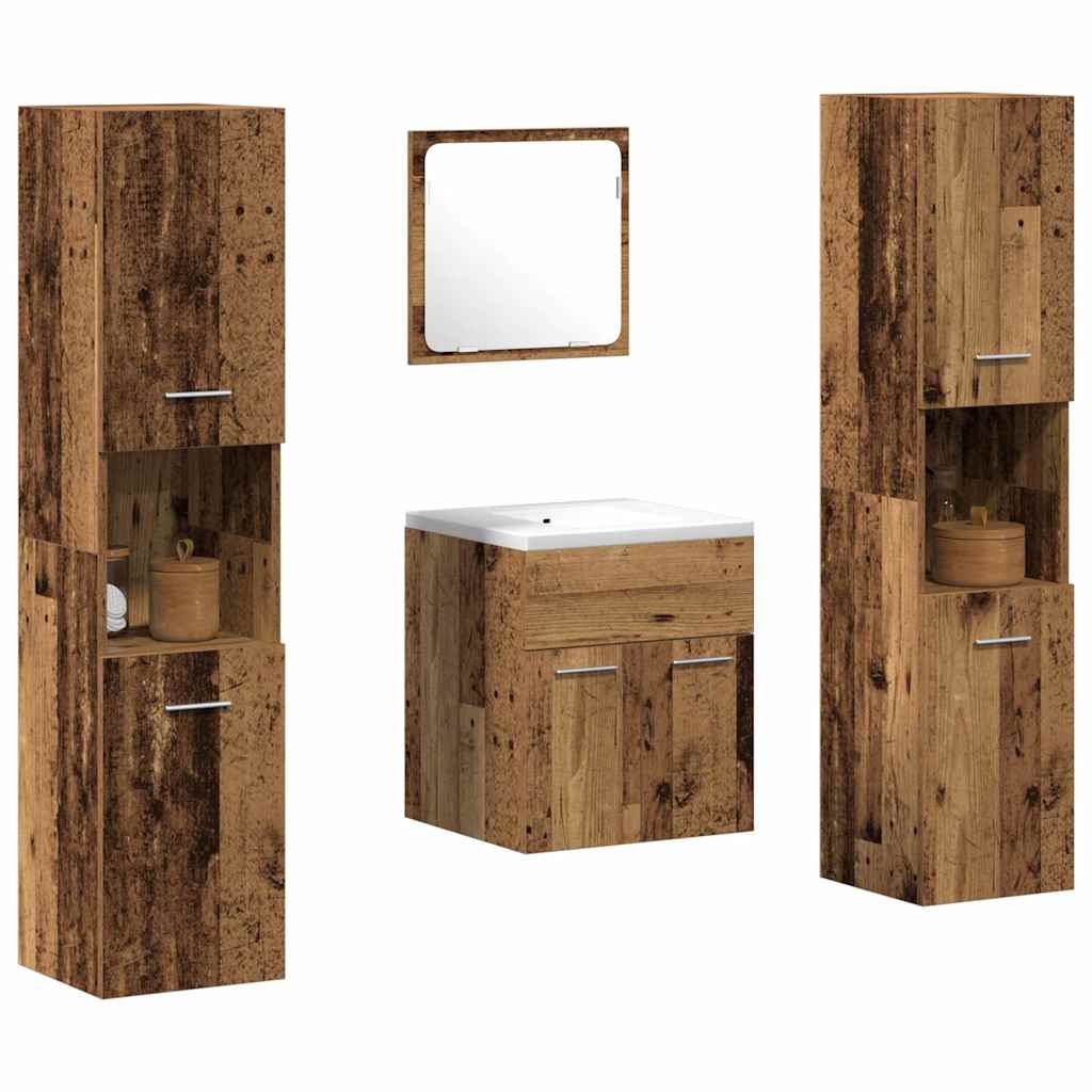 Badezimmermöbel-Set 4 stk. Altholz 41 x 38,5 x 46 cm