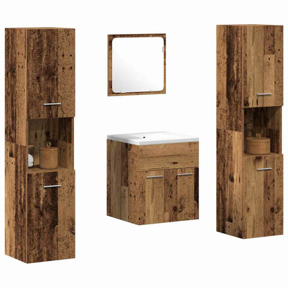 Badezimmermöbel-Set 4 stk. Altholz 41 x 38,5 x 46 cm