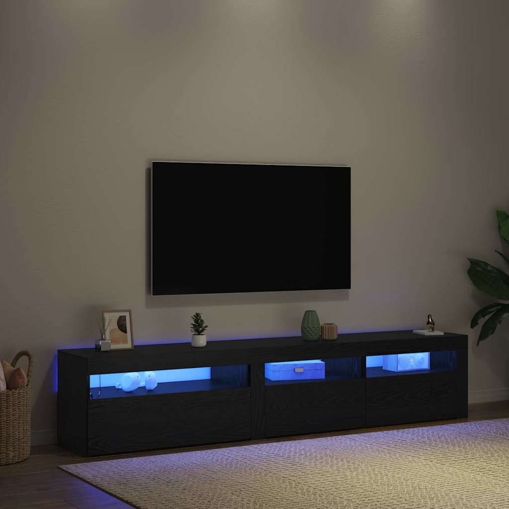 TV-Schränke 2 pcs Schwarz Eichen-Optik 195 x 35 x 40 cm