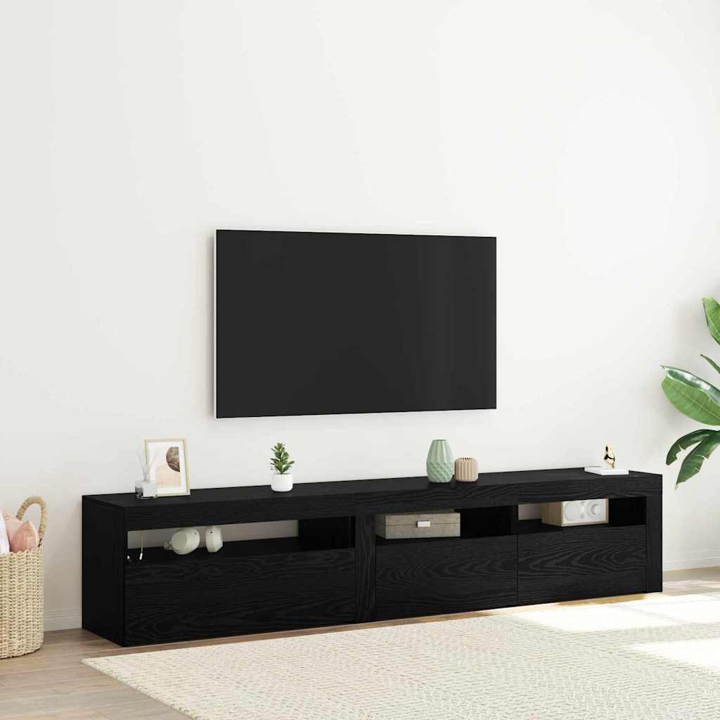 TV-Schränk 2 stk. Schwarz Eichen-Optik Holzwerkstoff